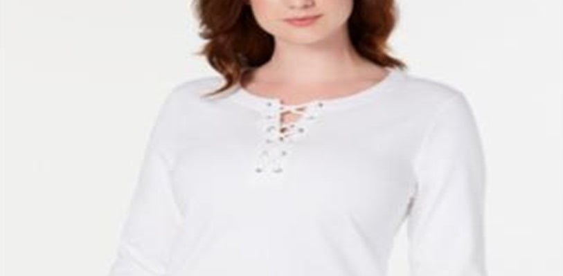 Karen Scott Women's Sport Lace up Sweatshirt Gray Size 2XL