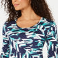JM Collection Women's Floral Print Top Blue/Green Size Petite Large