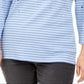 Karen Scott Women's Falling Hearts Embellished Striped Top Blue Size Small