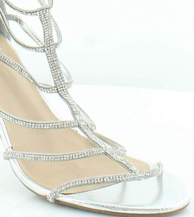 Material Girl Women's Sennah Ankle Strap Heels Grey Size 9 M