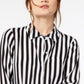 INC International Concepts Women's Striped Button Down Shirt Black Size X-Large