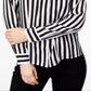 INC International Concepts Women's Striped Button Down Shirt Black Size X-Large