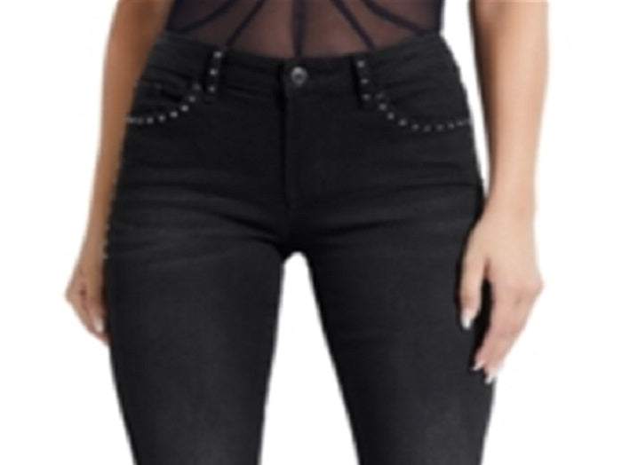 Guess Women's Selah Studded Curve Skinny Jeans Black Size 30