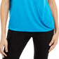 Alfani Women's Collared Knit Top Wild Turqoise Blue Size Petite X-Small