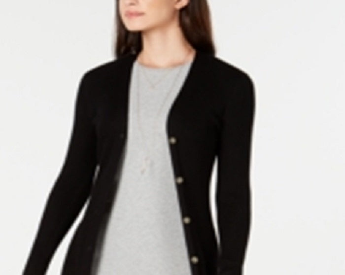 Knit & Loom Women's Ribbed Duster Cardigan Black Size Large