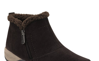 Easy Spirit Women's Patchwork Removable Footbed Fur Trim Water Repellent Arch Support Comfort Embark Round Toe Zip up Booties Brown Size 8 M