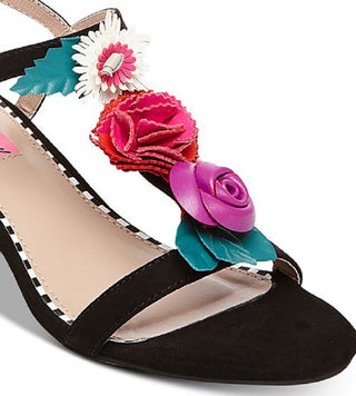Betsey Johnson Women's Andey Open Toe Special Occasion T-Strap Black Size 6.5