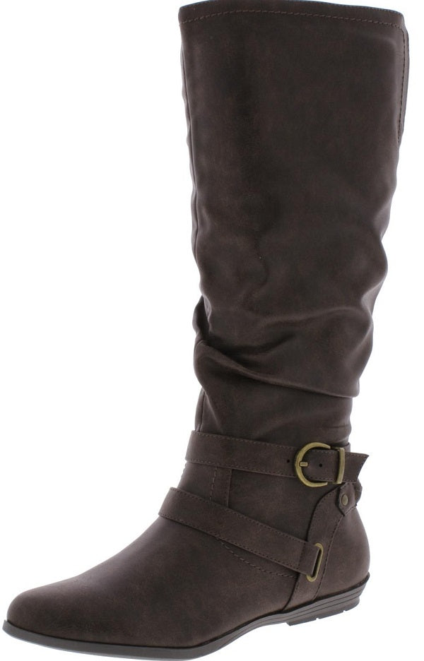 White Mountain Women's Fairfield Buckle Riding Boots Brown Size 8.5 M