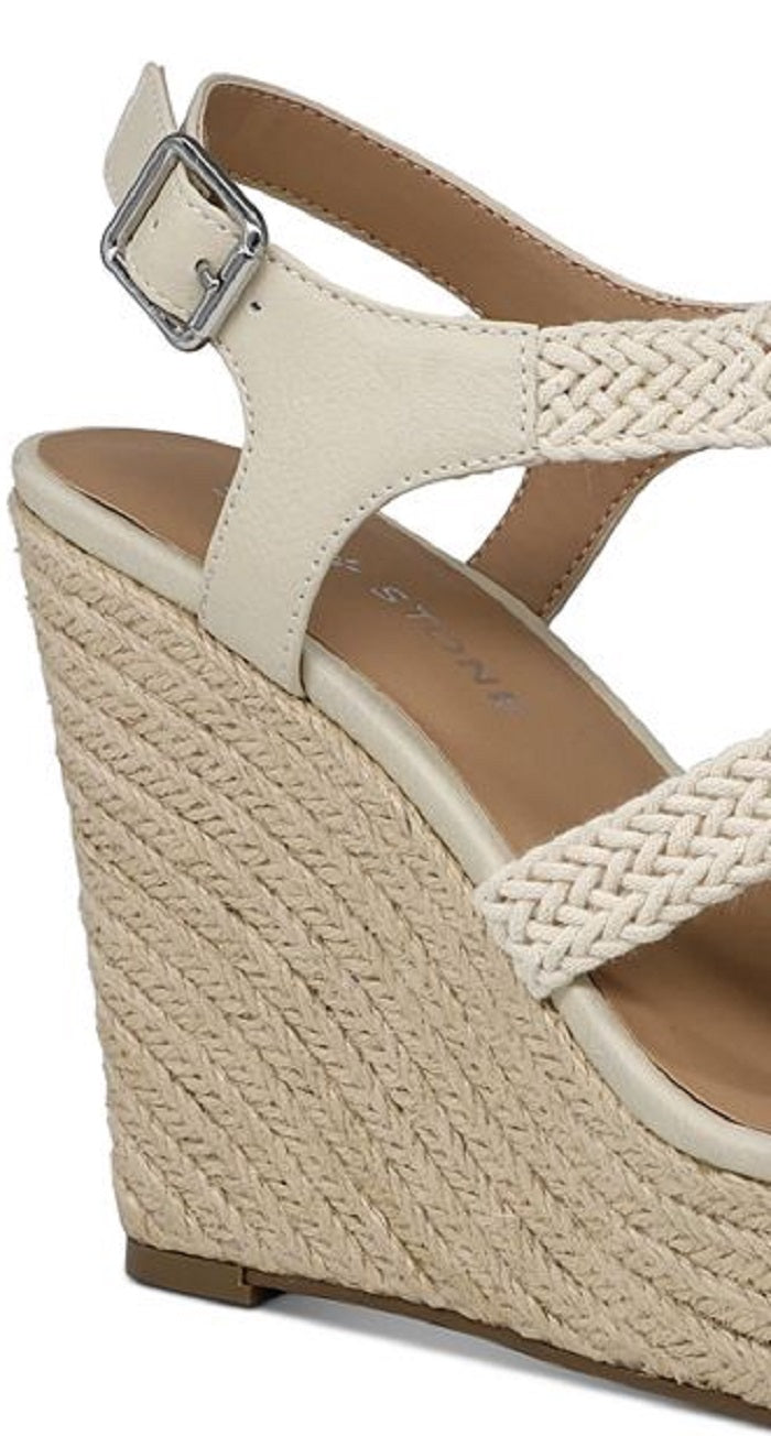 Sun + Stone Women's Esme Strappy Open Toe Wedges White Size 8 Medium