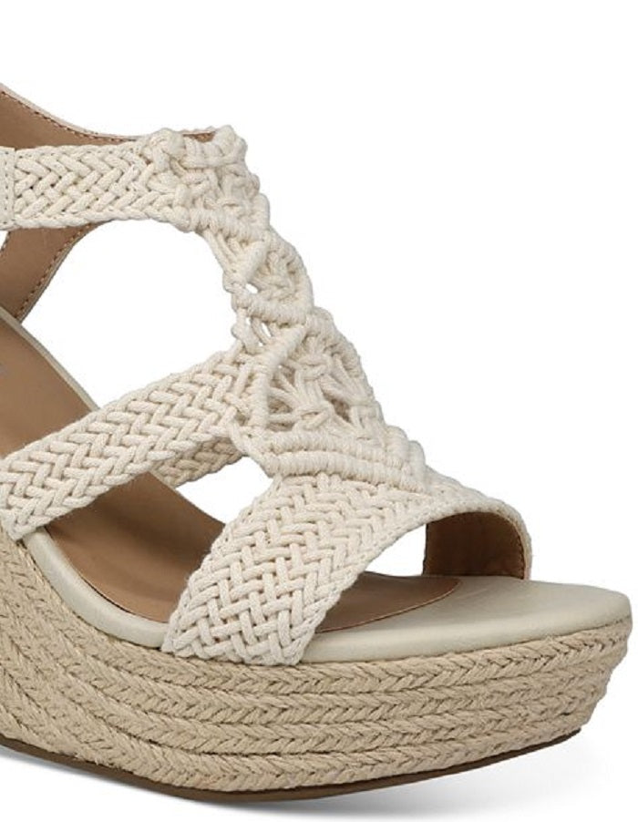 Sun + Stone Women's Esme Strappy Open Toe Wedges White Size 8 Medium