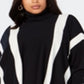Alfani Women's Plus Striped Poncho Sweater Plus Black Sizes 2X