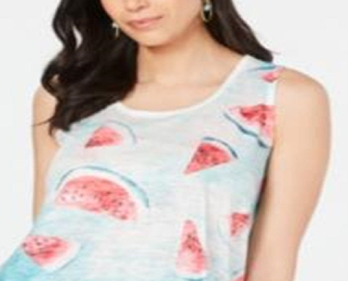 Style & Co Women's Graphic Print Swing Tank Top White Size X-Large