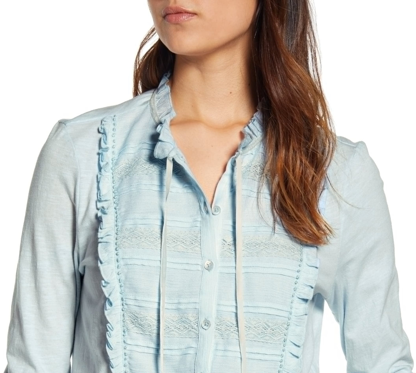 Lucky Brand Women's Cotton Tuxedo Top Blue Size Large