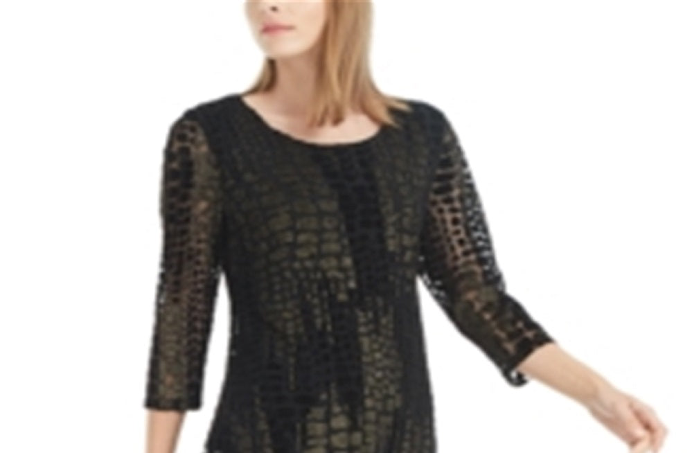 Alfani Women's Printed Super Tunic Black Size Petite