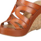 Material Girl Women's Betssy Faux Leather Ankle Strap Wedge Sandals Brown Size 7 M
