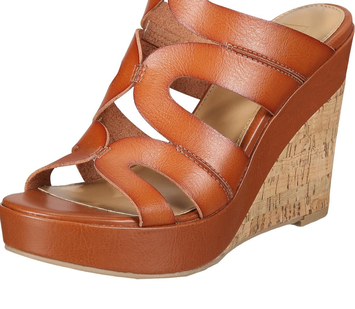 Material Girl Women's Betssy Faux Leather Ankle Strap Wedge Sandals Brown Size 7 M