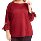Charter Club Women's PlusTextured Top Red Size 3X