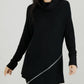 Bar III Women's Zip Back Ribbed Sweatshirt Black Size XL