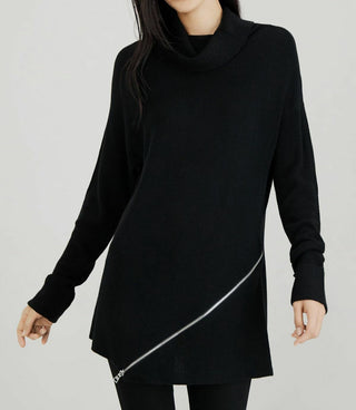 Bar III Women's Zip Back Ribbed Sweatshirt Black Size XL