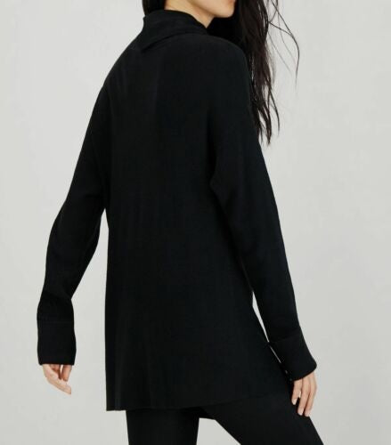 Bar III Women's Zip Back Ribbed Sweatshirt Black Size XL