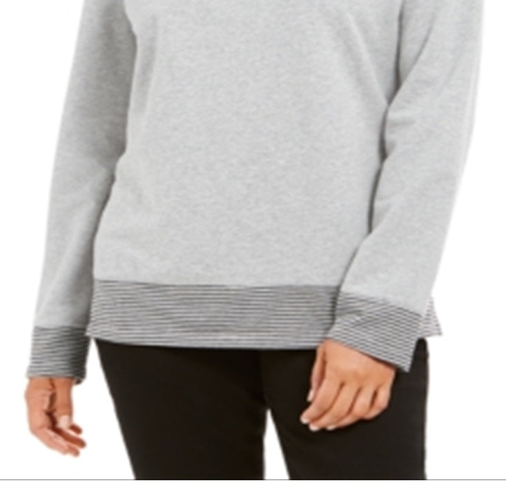 Karen Scott Women's Sport Contrast-Hem Sweatshirt  Gray Size Medium