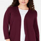 Karen Scott Women's Petite Open-Front Cardigan Merlot Size PM