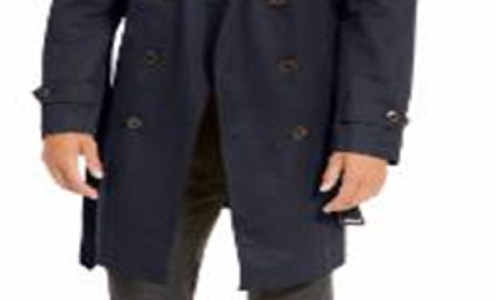 Ralph Lauren Men's Classic Fit Lowry Double-Breasted Raincoat Blue Size 48