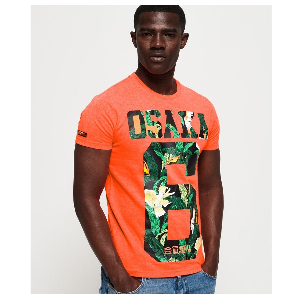 Superdry Men's Osaka Graphic Short Sleeves T-Shirt Orange Size Medium