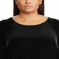 Ralph Lauren Women's Plus Velvet Flutter Sleeve T-Shirt Black Size 3X