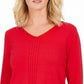 Karen Scott Women's Cotton Cable-Knit Sweater  Red Size Large