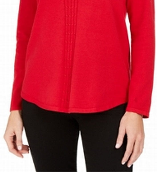 Karen Scott Women's Cotton Cable-Knit Sweater  Red Size Large