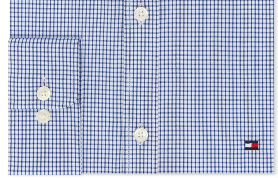 Tommy Hilfiger Men's Slim Fit Performance Stretch Dress Shirt Blue Size 16.5X34X35