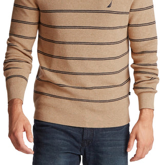 Nautica Men's Navtech Striped Crewneck Sweater Brown Size XXL