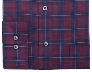 Club Room Men's Classic Regular Fit Stretch Twill Houndstooth Plaid Dress Shirt Red Size 15X32X33