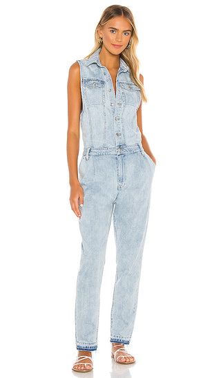 Free People Women's Fast Cars Jumpsuit Blue Size Medium