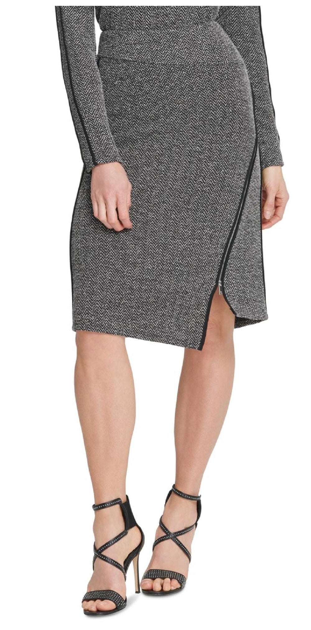 DKNY Women's Chev Knit Pencil Skirt Gray Size 6