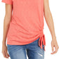 INC International Concepts Women's Ruched T-Shirt  Orange Size XL