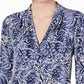 Charter Club Women's Blouse V Neck 3/4 Sleeve Blue Size Small