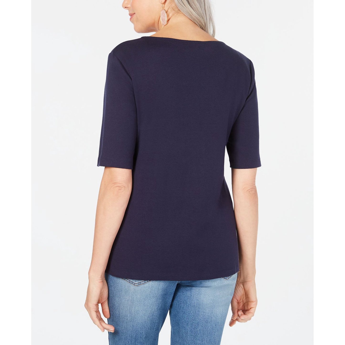 Karen Scott Women's Embroidered Top Intrepid Blue Size  M