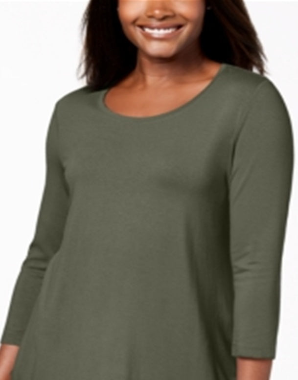 JM Collection Women's Scoop-Neck Top Green Size XS