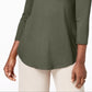 JM Collection Women's Scoop-Neck Top Green Size XS
