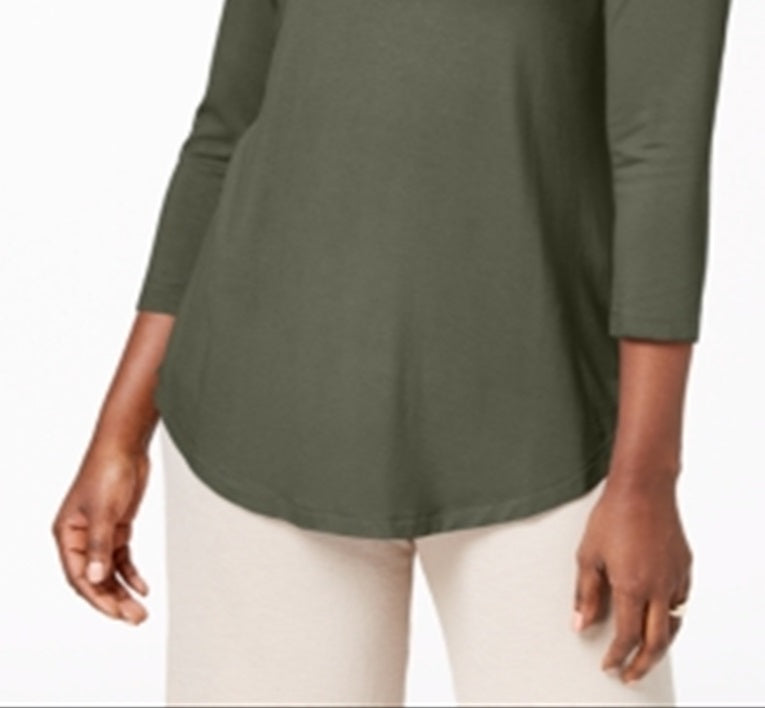 JM Collection Women's Scoop-Neck Top Green Size XS