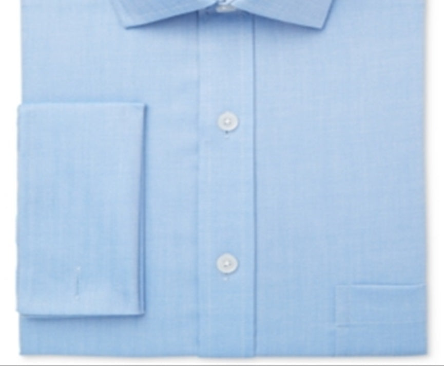Tasso Elba Men's Classic-Fit Twill French Cuff Dress Shirt Blue Size 32-33