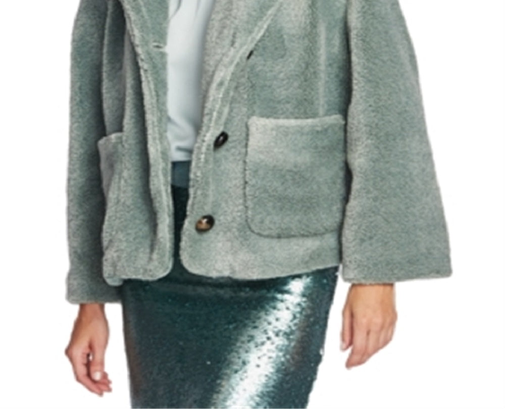 Vince Camuto Women's Crop Faux Fur Jacket Green Size Large