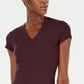 INC Women's Shirt V-Neck Ribbed Short Sleeve Top Purple Size Large