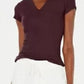 INC Women's Shirt V-Neck Ribbed Short Sleeve Top Purple Size Large
