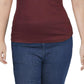 INC Women's  Short Sleeve Ribbed V-Neck Top  Red Size XL