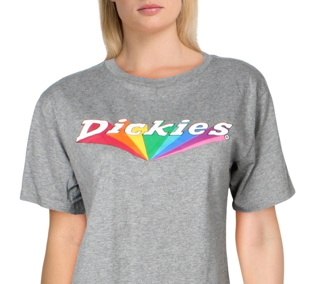 Dickies Women's Tomboy Cotton Rainbow Logo T-Shirt Gray Size XS