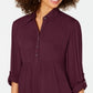 Style & Co Women's Babydoll Tunic Shirt Maroon Size Petite S