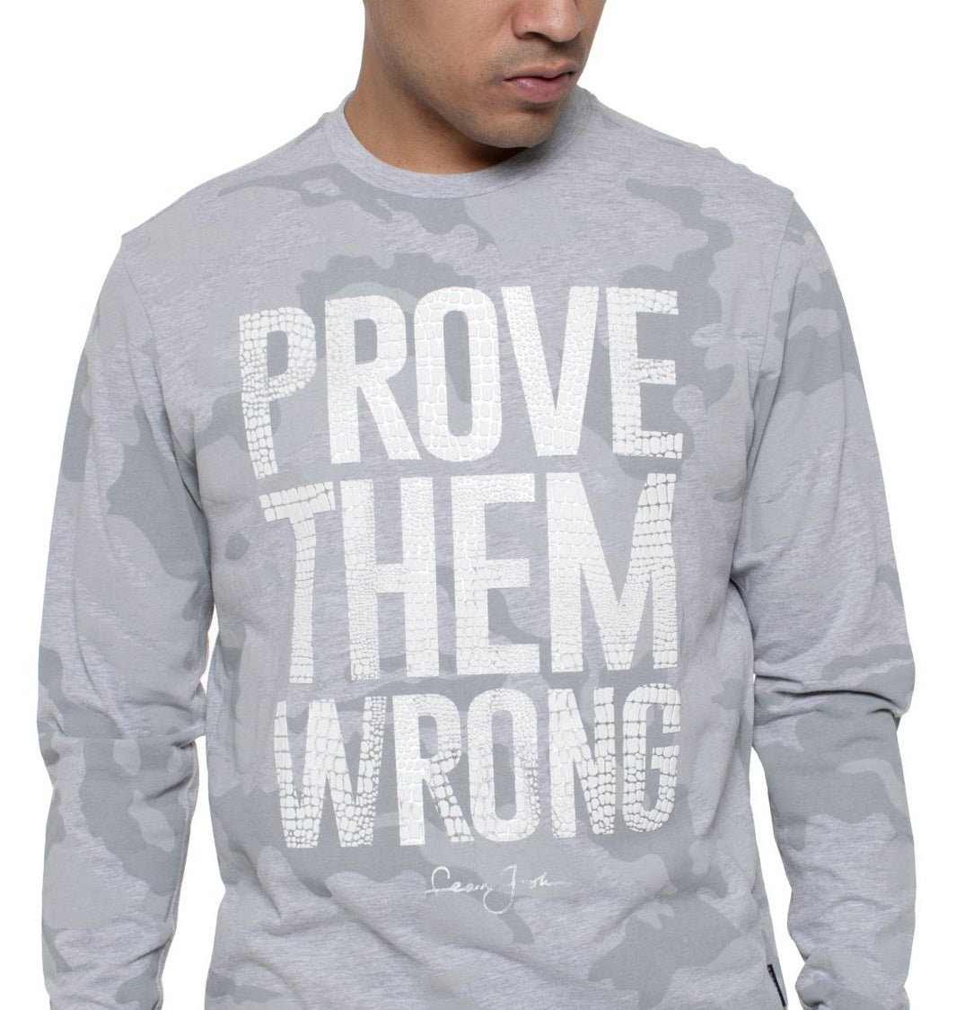 Sean John Men's Camo Prove Them Wrong T-Shirt Gray Size Small